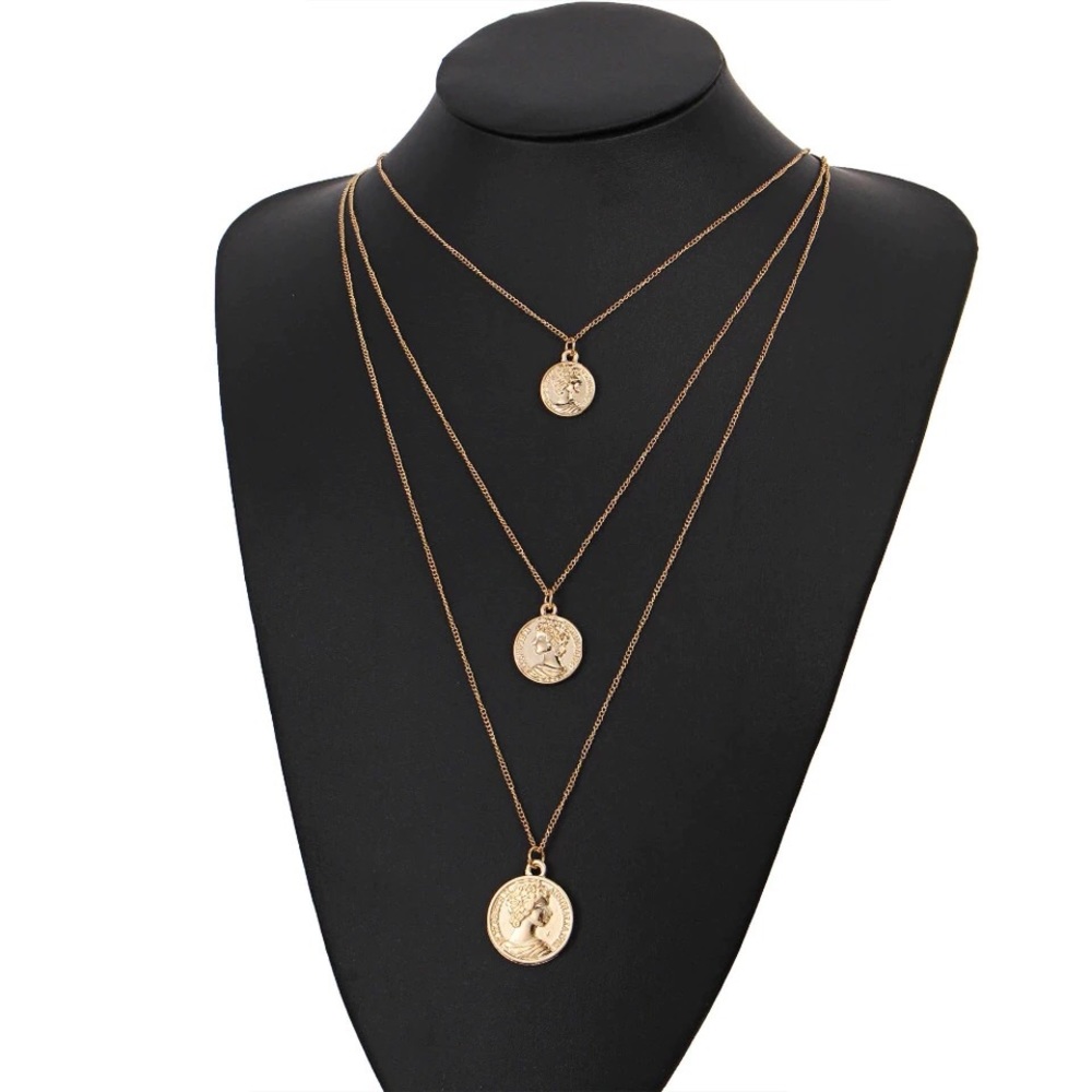 ‼️3/$30 Boho Multilayer Coin Gold Choker Necklace - Picture 2 of 6